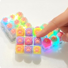 시즌3 냐옹이 실리콘 젤리 촉감 LED 불빛 키캡 피젯 딸깍이 열쇠고리, 02 시즌3 냐옹이 LED 키캡, 1개