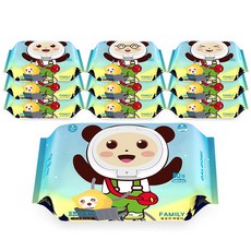 달곰이 패밀리 아기물티슈 엠보싱 캡형, 55g, 80매, 10개