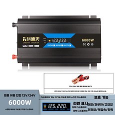 차량용 인버터 시거잭 고전력 변환기 어댑터 차박, 이중전압12v24v6000W(220V+12V), 1개