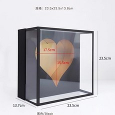 “Be a florist 花藝夢” 壓克力愛心盒 (僅花器) 永生花玫瑰花盒擺件壓克力生日紀念日訂婚表白情人節禮物, 黑色