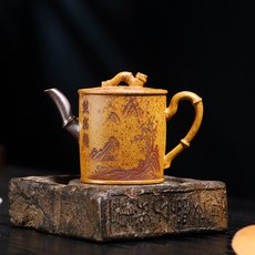 價原礦高溫段泥紫砂壺宜興手工竹段壺家用茶具泡茶壺, 1個, 竹段壺320毫升高溫段泥