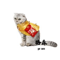 【格森】貓咪唐裝新年小紅包喜慶披風鬥篷保暖秋冬小貓中國風寵物衣服, 紅,XS, 1個
