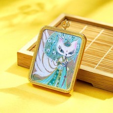 黃銅藏式唐卡吊墜 可定製圖案, 狐仙6, 1個