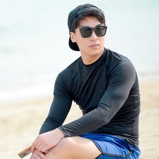 검정 남성래쉬가드비치웨어솔리드티셔츠 DHO-R3367BK 20037EA 1(PC)