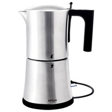 NICOH 電摩卡咖啡壺，304不鏽鋼材質，快速加熱，操作簡單，義式濃縮咖啡, 全不銹鋼 MK-06, 1個