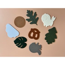 [아가토스] 미끄럼 방지 실리콘 컵받침 티코스터 카페 캔들 받침, B세트(몬스텔라 비스킷 프레즐 떡갈나무잎), 1개