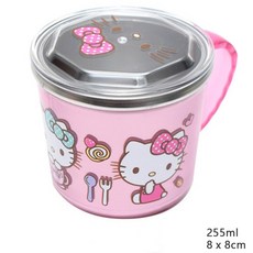 韓國 lilfant 凱蒂貓304不鏽鋼兒童餐具組： 多款選擇, 1個, 不鏽鋼杯+蓋, 粉紅色, 學習筷、湯匙、叉子、水杯