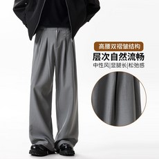 復古風直筒西褲 春季新款寬鬆休閒褲 男生顯瘦闊腿褲