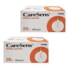 케어센스 일회용 멸균 자동 랜싯 28G 1.4mm 안전란셋, 100개입, 2개