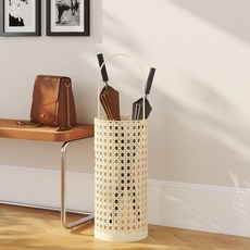 簡約雨傘門口設計商用北歐客廳籐編家用傘架傘桶收納民宿咖啡館, 奶油白色, 1個