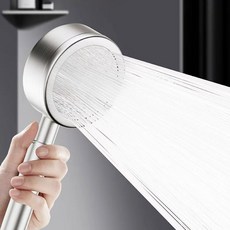 모빌룩스 고압 폭풍수압 304스테인리스 파워 샤워기 헤드, 실버, 1개