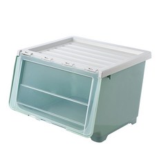 抽屜式收納箱 側開透明塑料 特大號 整理箱, 靜謐綠, 1個
