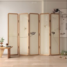 자수병풍 책가도 우드 5칸 3개세트 가로135cm 침실 소나무 호두 접이식, 옵션 1, 1개