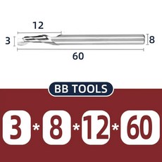 BB 싱글 에지 라우터 비트 1 플루트 엔드 밀 HSS 날카로운 절삭 공구 금속 알루미늄 가공용 직경 3 10mm, 3x8x12x60