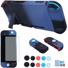 COMCOOL Dockable Case for Nintendo Switch 3 in 1 Protective Cover and Joy-Con Controller with Scre, Blue Black, Blue Black