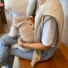 강아지수면조끼 포켓 베어 니트 가디건