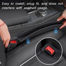 팬푸조르 카시트 갭 필러 2팩 자동차 SUV 트럭용 유니버설 시트 정리함 시트와 콘솔 사이에 물건이 떨어지는 것을 방지하고 케이블 구멍이 있는 추가 보관 간편한 설치