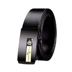LAIDING PULO 男士自動扣皮帶 商務休閒時尚精選皮革耐用褲帶 黑色
