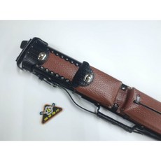 【國華撞球】LC24CBR編織皮革鉚釘六孔輕管球筒 (2大4小) 可裝雙前截 跳桿 衝桿 可提可背, 酒紅底黑邊