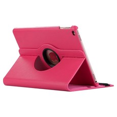 粉色旋轉支架平板電腦保護套，多角度防摔保護殼，時尚平板配件, 玫紅色, 1個, iPad7 / iPad8