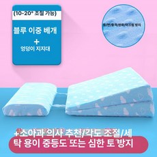 데이희 아기역방쿠 신생아선물 역류방지 신생아베개, 조절 경사 블루 클라우드