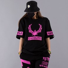 댄마샵 CARBUTO 형광 레터링 반팔티 방송댄스복 줌바댄스복 에어로빅복