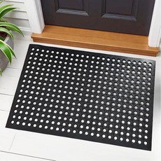 Dasenvo 둥근 구멍 디자인의 튼튼한 고무 매트 실내 실외 사용을 위한 미끄럼 방지 방수 매트 주방 작업장 파티오 및 입구에 이상적 (블랙 59.9 x 89.4cm, Dasenvo 둥근 구멍 디자인의 튼튼한 고무 매트,