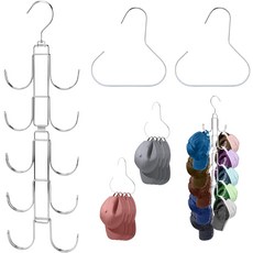 옷장용 Zorivane 3pcs 모자 걸이 대형 후크 10개가 달린 360 회전 접이식 캡 랙 스테인리스 스틸 정리함 최대 40개의 야구 보관 가능 벨트 스카프 타이용 옷장