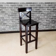 優然實木吧檯椅 家用靠背高腳椅 現代簡約吧椅 咖啡廳酒吧椅, 1個, 黑青色實木坐面(坐高75CM)