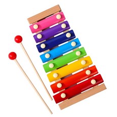 8음 컬러풀 글로켄슈필 어린이용 목금 교육용 장난감 파인우드 소재 유아용 타악기 음악 교육용