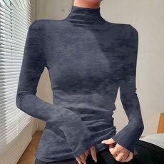 Vezri 여성용 긴팔 하이넥 슬림핏 기본 베이스레이어 탑 F88