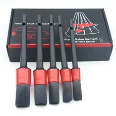 5pcs 소프트 자동차 청소 브러시 ​​키트 인테리어 자세히 세트에 대 한 세부 휠 림 플라스틱, 01 검정색