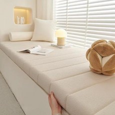 맞춤형 테디 벨벳 베이 윈도우 시트 롱 벤치 쿠션 패드 매트리스 패딩 의자 장식 스윙, 35x35x4cm, 110)light khaki 2