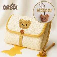 오어빅스 숲속동물 휴대용 기저귀 교체 매트 파우치, 1개, 허니 베어