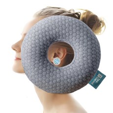 TEXSTEAD Ear Pillow for Side Sleepers with Piercings Hole Memory Foam Donut Pain CNH Piercing Pi, Round Gray