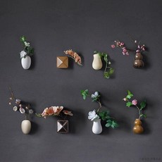 桃園出貨 二級品壁掛花瓶中式牆面水培花瓶牆上家居簡約掛牆玄關裝飾遮醜, 瑕疵陶瓷小號（不含花）一個 款式隨機發