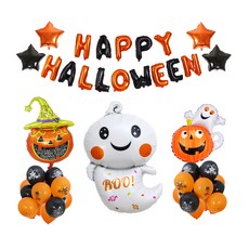 할로윈 풍선 장식 호박 마녀 유령 가랜드 캠핑 유령패밀리, 1개, 8.꼬마 유령