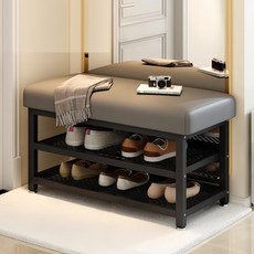 TaiStar다기능 심플 현관 수납벤치 대용량 신발정리대 벤치형 낮은 간이 신발장T856-034, 2단, 회색80CM