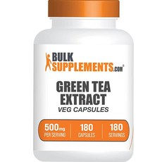 BulkSupplements. com 녹차 추출물 캡슐 - 녹차 보충제 녹차 추출물 500mg 녹차 알약 - 비건 및 글루텐 프리 1회 제공량당 캡슐 1개 식물성 캡슐 180개