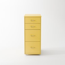 비유가구 Helmers 4개 실버 손잡이 큰 서랍장 수납, 5단, 노란색