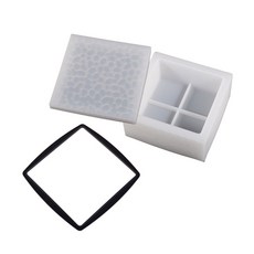 뚜껑이있는 다이아몬드 수지 박스 곰팡이 3D 항아리 실리콘 몰드 수지 주조 홈 디서, 세트, 1개