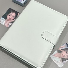 新品A5活頁本PU卡冊收藏小卡旅遊風景追星收納冊, 1個, 淡綠色, 僅外殻 無內芯/無擋闆