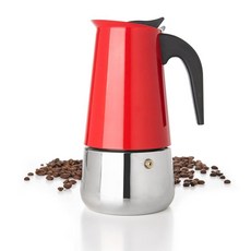 Mixpresso 레드 6컵 그레카 스토브탑 에스프레소 포트 300ml/10온스) 커피 퍼컬레이터 디자인의 모카 포트 캠핑 또는 가정용 이탈리아 스토브탑 에스프레소 메이커