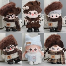 臺灣出貨 10cm娃衣 10cm棉花娃娃衣服可愛毛絨正常體公仔英倫風套裝換裝替換裙子 娃衣 娃娃配飾 娃娃裝 WPJC, 1個, 漿紅斗篷（毛領+披風）收藏送眼鏡,10cm娃衣-不含娃和鞋