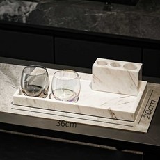 대리석 칫솔꽂이 욕실 북유럽 스테인리스 스탠딩 심플 호텔 세면, C모델 3홀+36x20cm 트레이+컵한쌍