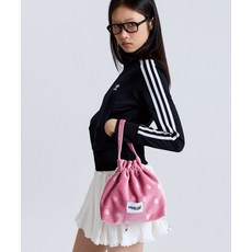 [마크니] HEART VELVET STRING POUCH BAG PINK