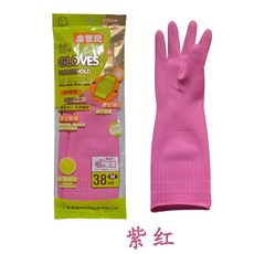 金世紀 家務長袖手套 38cm 加厚防水 橡膠材質, 紫紅, L, 1個