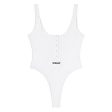 베르사체 로고 자수 골지 바디수트