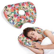 BVOKQUC 옆으로 자는 분들을 위한 귀 피어싱 베개 귀 통증을 위한 구멍이 있는 베개 귀 측면 수면 베개 성인용 CNH 귀 통증 완화 압력 염증 귀 베개 중앙에 구멍이, 주황색