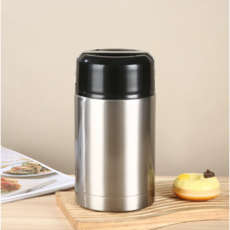 대용량 보온 보냉 통 피크닉 대형 국 죽 도시락 보온병 푸드자 일체형 스텐 육수 물통 입구넓은 유아 이유식 죽통 국통 휴대용 용기, 실버, 1개, 1200ml